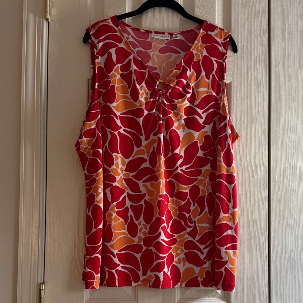 Susan Graver Liquid Knit Sleeveless Top – Abstract Print – Size XL